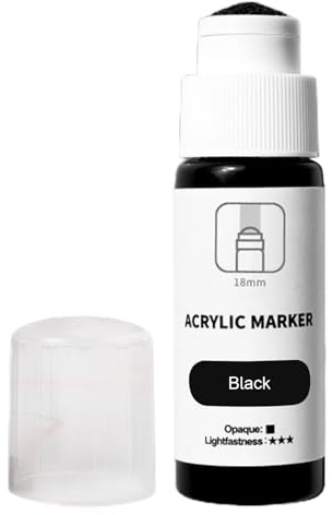 Pennarello per scarabocchiare, Doodle Mop, pennarello acrilico a base d'acqua con punta da 18 mm, impermeabile e permanente, 60 ml, per scarabocchiare, etichettare, dipingere, metallo, vetro, carta