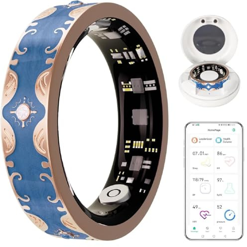 ZIBENE Anillo Inteligente Impermeable para Hombres y Mujeres, Rastreador de Salud para la Actividad Diaria, Anillo de Fitness Recargable con Seguimiento de Sueño/Pasos/Calorías (Blue 10#).