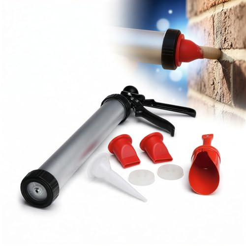 5 Piece Brick Mortar & Grouting Gun Kit – Pointing Applicator for Brickwork, Tiles & Paving | Precision Joint Filling Tool with Nozzles, Plunger & Mortar Scoop
