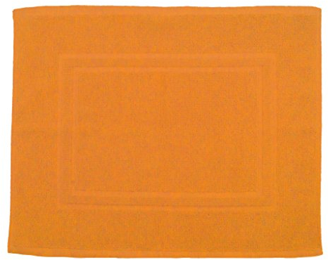 Julie Julsen Badvorleger 50 x 40 cm Premium Qualität 900 gm2 in aktuellen Farben und 4 Größen aus Baumwolle Badematte Badteppich Duschvorleger Design Doppel Rahmen Orange