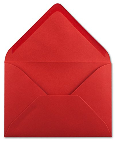 50 DIN C6 Briefumschläge Rot - 11,4 x 16,2 cm - 120 g/m² Nassklebung Brief-Hüllen ohne Fenster für Einladungen von Ihrem Glüxx-Agent