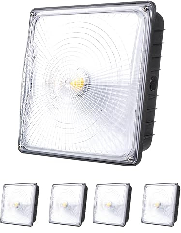 PARMIDA (4 Pack) LED Canopy Light, 70W, Dimmable, 110-277VAC, IP65 Waterproof, ETL-Listed, 5000K, 9.6 x 9.6, Gas Station, Street, Area & Outdoor Lighting, Commercial Grade