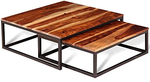 Leepesx Zweiteiliges Satztisch-Set, Wohnzimmertisch, Coffee Table, Cauchtisch, Sofa Tisch, Beistelltisch, Tisch Wohnzimmer, Sofa Table, Kaffeetisch, Couchtisch Massivholz