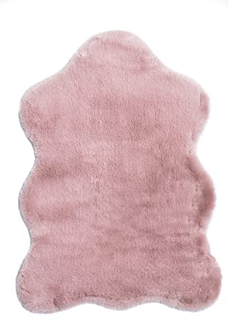HOMCOM, Kunstfell, Fellteppich, Teppich, pflegeleicht und strapazierfähig, Altrosa, 80 x 55 x 3 cm