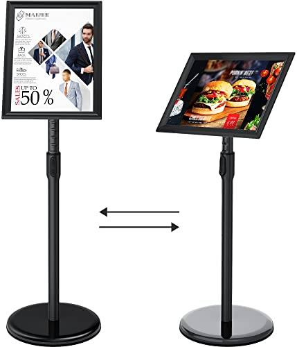 FoxRose Infoständer DIN A3 420x297mm Höhenverstellbar Edelstahl informationsständer Aufsteller Kundenstopper Plakatständer Präsentationsständer Werbeständer (Schwarz, A3)