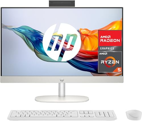 HP 27-cr0008ss - Ordenador de 27 Full HD Con Cámara, Teclado y Ratón Inalámbricos (AMD Ryzen 5 7520U, 16GB RAM, 512 SSD, AMD Radeon Graphics, Sin Sistema Operativo) Blanco - Teclado QWERTY Español