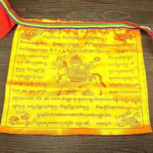 Bandiere for esterni, bandiere di preghiera, bandiera del Tibet, bandiera di preghiera, preghiera buddista, bandiera a cinque colori con cavallo a vento in seta con scritta a forma di cavallo volante