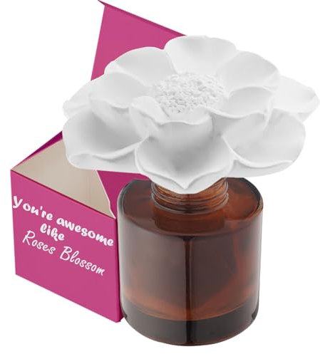 Earffloz Rosen Raumduft 60-Tage natürlicher Duftmischung Lufterfrischer, Rosen Blüte (50ml) ätherisches Öl und Diffusor Geschenkset, Hausgeruch Gipsblüte Arôme Duftspender Rattan Schilf Ersatz