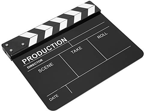 Claqueta de Película, Sonido Claro, Duradera, Simple y Práctica, para Fiesta, Decoración/Accesorio (Pizarra con Rayas Blancas)