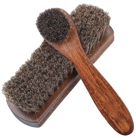 2 Stück schuhbürste,Schuhbürsten Set aus Rosshaar,schuhputzsets,schuhputzbürste,natürlichen Rosshaarbürsten,Hochglanz-Polierbürsten mit Rosshaarborsten,für Stiefel,Schuhpfleg