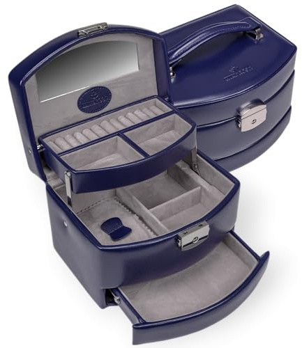 Windrose Automatik-Schmuckkoffer merino moda/dunkelblau