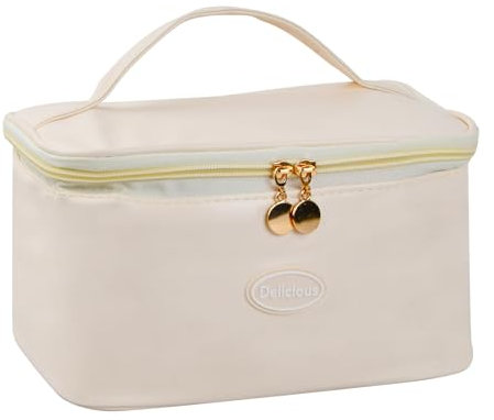 DEARBAG Bolsa térmica Porta Alimentos, Nevera portatil pequeña, Bolsa De Almuerzo Para Oficina, Lonchera Aislada, Bolsa Térmica para Mujer, Hombre, Escuela, Playa, Camping, Beige (Una sola capa)