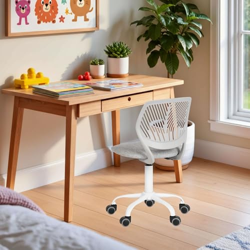 FurnitureR Sedia per bambini regolabile in altezza per scrivania, ergonomica, colorata con schienale e braccioli, sedia girevole a 5 ruote, per bambini da 3 a 10 anni, portata fino a 100 kg