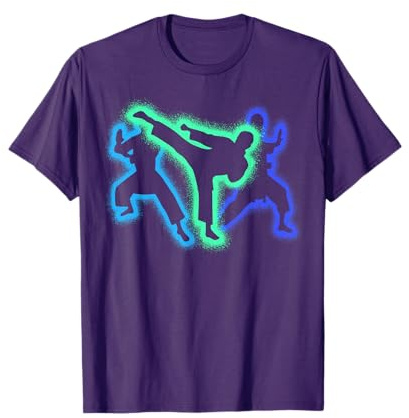 Taekwondo Martial Arts Silhouettes Kids Men Boys Karate T-Shirt