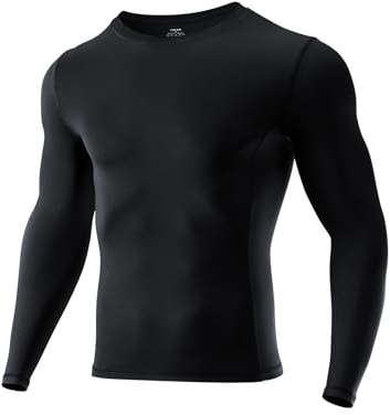 Niksa Kompressionströja herr lång ärm, sportskjorta män andas och svettavledande, funktionell skjorta för fitness, löpning, gym, träning (1/2-pack)