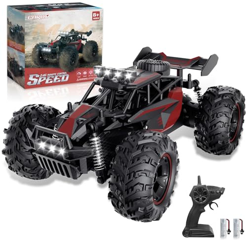 Carox Voiture Télécommandée pour Enfants 6-10 Ans | 2,4 GHz 25 km/h, 1:18 Off Road Monster Truck avec Phare et Éclairage de Châssis, Cadeau d’Anniversaire pour Enfants