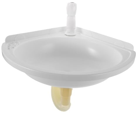 LIFKOME Lavabo de Esquina Blanco Colgante de Plástico con Grifo Instalación Segura Pared Diseño Ahorra para Baño y Balcón para Pequeños y Modernos