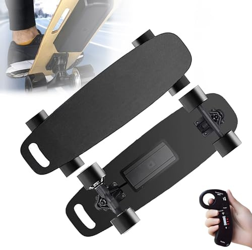 Electric Skateboard Long Range 8-30km, Longboard for Adults Teens with Remote 4-Speed, Shock Absorption All Terrain Wheels & Carry Handle, 20-35kph Top Speed,100-200kg Capacity SingleDrive-15km