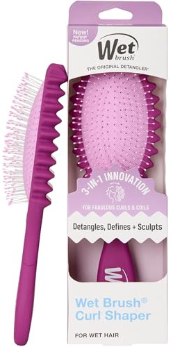 Wet Brush Brosse à cheveux Curl Shaper avec rainures sculptantes, définit les boucles et les bobines de la racine aux pointes, poils flexibles démêlent les cheveux mouillés, outil de coiffage améliore