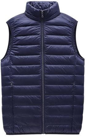 Chaleco Plumon Hombre Ligero Chaleco Plumas Guateado sin Mangas Chalecos Acolchados Plumifero Plumífero Ultraligero Chaqueta Abrigo sin Mangas Hombre Tallas Grandes Invierno Fino Senderismo Marina 6XL