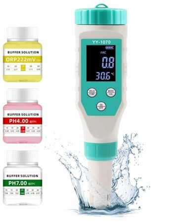 Medidor TDS, Monitor Digital de PH/cloro/ORP/EC/TDS/salinidad/Temp/FAC, Monitor de calidad del agua de piscina, probador de PH for piscina, acuario, Spa hidropónico