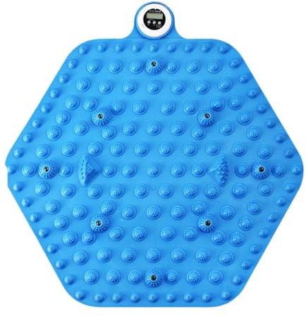 Woideklu Tapis de Massage Par Acupression, Tapis D'éveil Sensoriel, Masseur de Doigts Pliable, Convient Aux Employés de Bureau et Aux étudiants, Minuterie Bleue Hexagonale