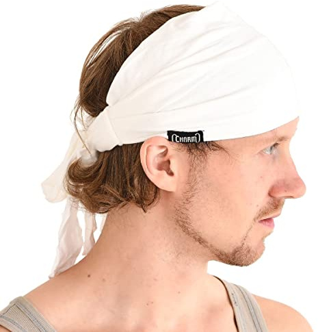 CHARM Pre Atada Cinta Para El Pelo Bohemio Cabello Banda Verano Hombres Damas Cabeza Envolver Hippie Blanco
