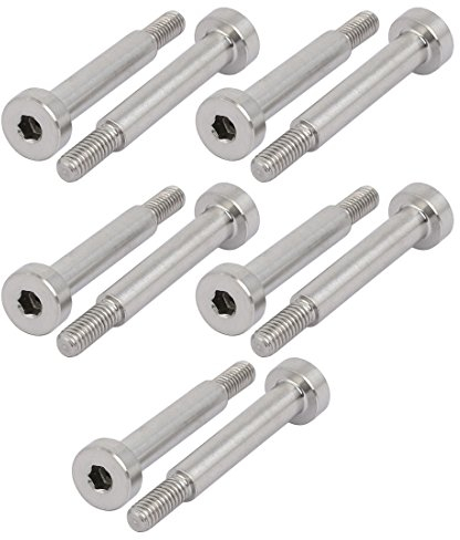 sourcingmap 10 Stück 304 Edelstahl Innensechskant-Schulterbolzen 5 mm Schulterdurchmesser 25 mm Schulterlänge M4 Gewinde