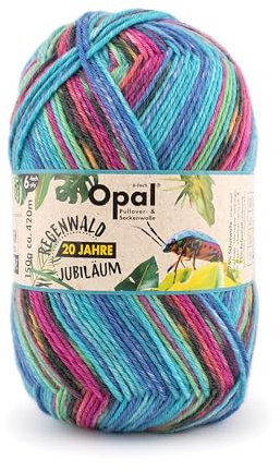 Opal Regenwald 20-Year Anniversary (420m) 6-Ply Yarn - Wool-Blend, for Knitting Warm Socks with a Unique Colour Patterns, 9632, 1 x 150g