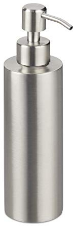 2 x tvåldispenser, påfyllningsbar, badrum, toalett, kök, pump för flytande tvål, borstat rostfritt stål, 300 ml, silver