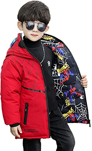 Nemopter Cappotto Bambino Ragazzo Inverno Giacche Cappotto con Cappuccio Ragazzi Felpa Con Cappuccio da Cartoni Animati Per Bambini,Rosso reversibile,130cm