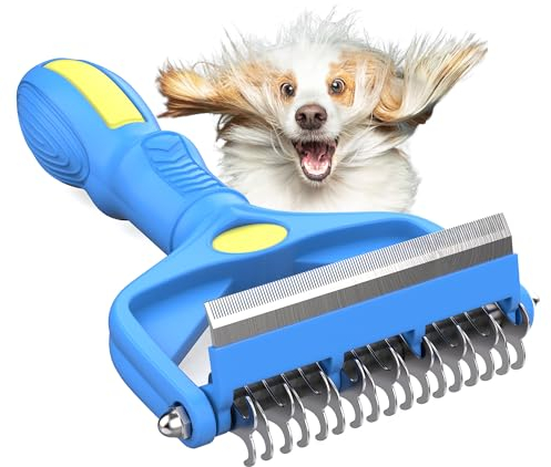Decyam Pet Grooming Brush – Undercoat Rake and De-Matting Comb for Shedding, Tangles & Grooming, Dog Brushes for Cats & Dogs, 3-in-1 Dog Deshedding Brush