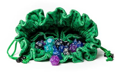 FanRoll Dragon StormTM Velvet Compartment Dice Bag: Green Dragon Scales
