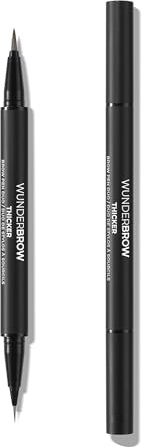 Thicker Brow Pen Duo, Dual Ended Pen Micro Tip & Classic Tip, Smudge Proof, Water Resistant, Vegan & Cruelty Free (Brunette)