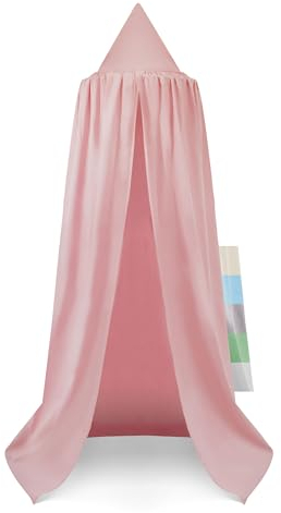 lilime® Betthimmel Baldachin aus 100% Baumwolle, ⌀50cm, Länge 240cm, Moskitonetz, Kinderzimmer, Hausbett, Kinderbett und Baby Bett - Pink