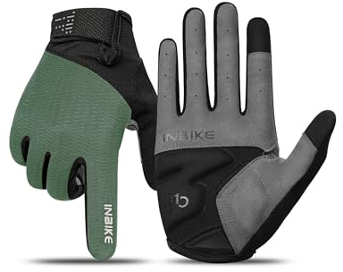 INBIKE Guanti da ciclismo MTB Moto Mountain Bike Dito Lungo Uomo con Touch Screen a 2 Dita e TPR Pads Elastico Traspirante e Multifunzionale Riflettente Logo, Verde S