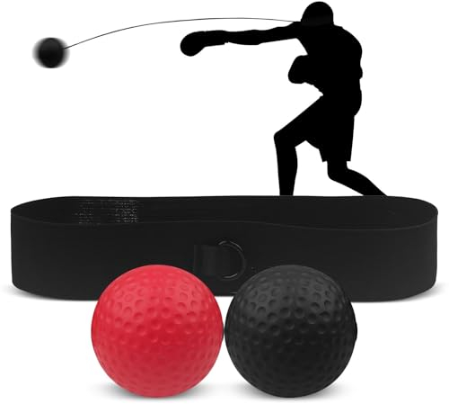 Rseuphiee Boxen Reflexball, Boxen Training Ball, 2 Verschiedene Boxbälle, 1 Verstellbares Stirnband, Boxtraining Trainingsgerät, für Reaktion, Agilität, Schlaggeschwindigkeit, Kampffähigkeit