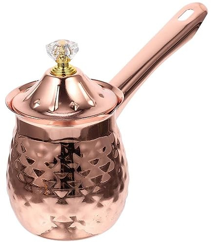 Hopbucan Türkischer Kaffeekocher, Kupfer Kaffeekocher, Teekocher, Milchwärmer, Heißer Schokoladenkocher, Butter-Schmelztiegel, 600 Ml, Roségold, Hohe Qualität