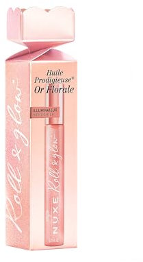 NUXE Huile Prodigieuse Or Florale - Galleta de Navidad enrollable (8 ml), ilumina la cara y el escote con reflejos de oro rosa, aceite seco brillante, juego de regalo con aroma floral