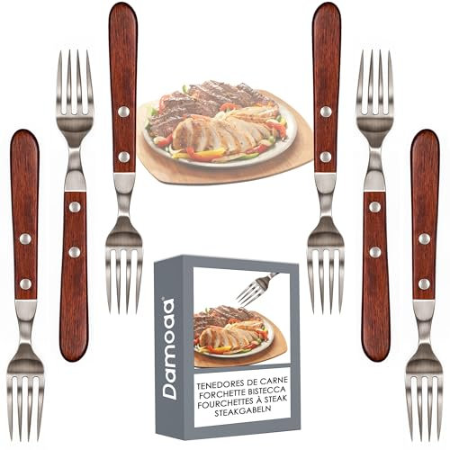 Tenedores de carne acero inoxidable madera set 6 piezas tenedor de carne tenedor para carne tenedores carne tenedor carne tenedores para carne