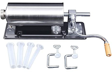 Poussoir à Saucisse,Machine à Saucisse en Acier Inoxydable - Pratique Machine à saucisses Vertical avec Support de fixation et 4 Remplissage Tubes- Horizontal-3,6L
