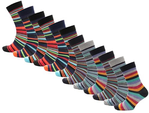 Men’s Black Socks with Reinforced Striped Design, Pack of 12 Pairs, Multipack Socks in UK Sizes 6-11, Perfect for Everyday Wear and Long-Lasting Use (Design 1)