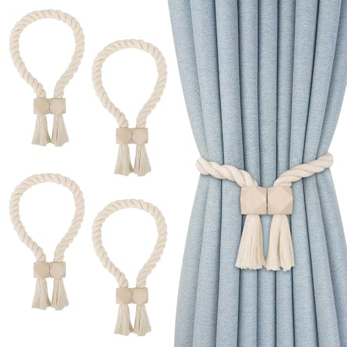 4 PiÈCes Embrasse pour Rideaux Attache Rideau Aimantée Embrasses Rideaux dÉ Corer Facile a Utiliser Attaches de Rideau Beige pour Bureau a Domicile Hôtel FenÊTre