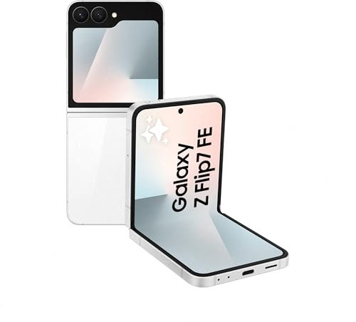 Samsung Galaxy Z Flip7 FE 256GB - Teléfono con IA, Diseño Plegable, Pantalla Frontal Amplia, Cámara 50MP, Memoria 8GB, Batería 4000 mAh, Garantía 3 Años + 1 año Extra, Blanco (Versión Española)