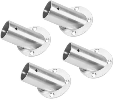 Zerodeko 90-Degree Angle Clothes Rod Bracket Set 4pcs Stainless Steel Closet Pole Holders Flange Sockets for Corner Wardrobe Installation