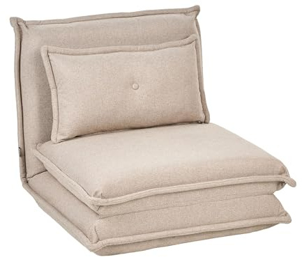 1-Sits Soffbädd Hopfällbar Stolsäng Golvstol Tygklädsel med Dyna Modern Minimalistisk Beige Dellen