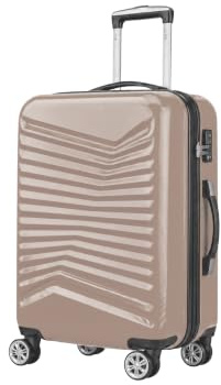 MF Handbags EasyJet Approved 45x36x20cm Hard Shell Cabin Suitcase – Lightweight 4-Wheel Underseat Hand Luggage with 360° Spinner Wheels, Durable Travel Trolley with Combination Lock (Beige 1)