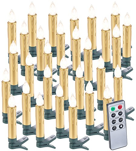 30 bougies LED pour sapin de Noël avec télécommande - coloris Or [Lunartec]