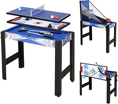 homelikesport 5 in 1 Spieltisch Multigame Spieltisch Hockey Tisch Pool Tisch Basketball Tisch Tischtennis Tisch Pfeil und Bogen Tisch, 91.5 x 48 x 76cm