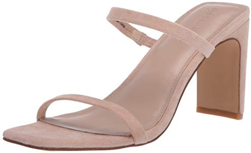 The Drop Women's Avery Square Toe Two Strap High Heeled Sandal, Natural, 5